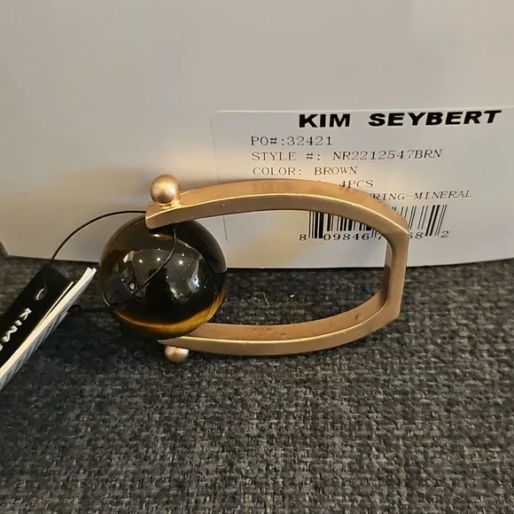 NWT Kim Seybert set of 4 tiger eye napkin ring - Picture 7 of 15
